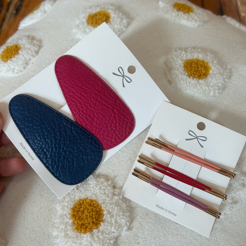 Leather Hair Snap Clips & Hairpin bundle